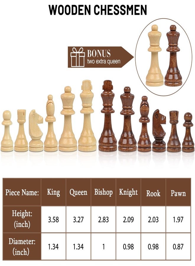 LEAP Wooden Chess Set 17" Inches - 2 Extra Queens - Folding Board Raised Edge, Handmade Portable Travel Chess Board Game Sets with Game Pieces Storage Slots - Chess Set for Adults and Beginner - Image 5